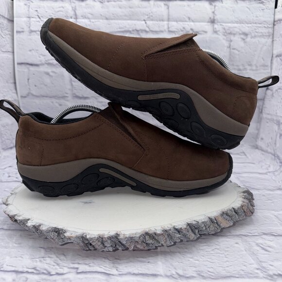 Merrell Men Jungle Moc Shoes 10.5 Brown Nubuck Slip On Hiking Walking Waterproof - Picture 9 of 12